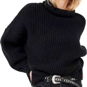 Free People Black Cowl Neck Sweater